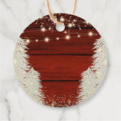 Rustikales Holz-String Lichter Bäume Hochzeit Viel Geschenkanhänger (Rückseite)