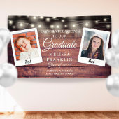 Rustikales Holz String Lights 2 Foto Abschluss Banner