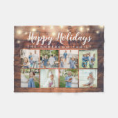 Rustikales Holz String Lights 8 Foto Happy Holiday Fleecedecke (Vorderseite (Horizontal))