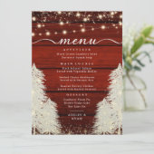 Rustikales Holz | String Lights | Baumhochzeit Menükarte (Stehend Vorderseite)