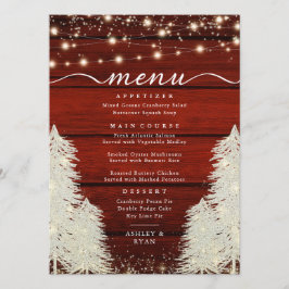 Rustikales Holz | String Lights | Baumhochzeit Menükarte