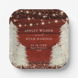 Rustikales Holz | String Lights | Baumhochzeit Pappteller