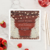 Rustikales Holz | String Lights | Baumhochzeit Serviette (Beispiel)