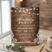 Rustikales Holz String Lights Bridge Party Einladung