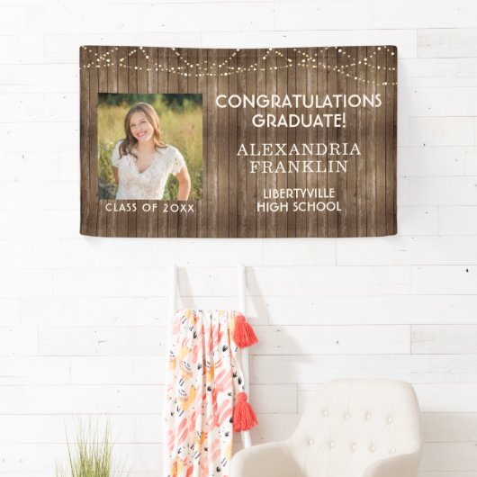 Rustikales Holz | String Lights | Foto Abschluss Banner (Insitu)