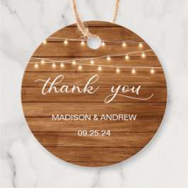 Rustikales Holz String Lights Hochzeit Vielen Dank Geschenkanhänger