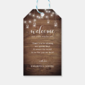 Rustikales Holz String Lights Hochzeitsskript Begr Geschenkanhänger (Rückseite)