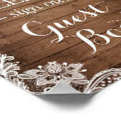 Rustikales Holz String Lights Lace Sign Gästebuch (Ecke)