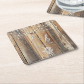 Rustikales Holz String Lights Mason Jar Elegante F Rechteckiger Pappuntersetzer (angewinkelt)