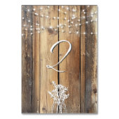 Rustikales Holz String Lights Mason Jar Elegante F Tischnummer (Rückseite)