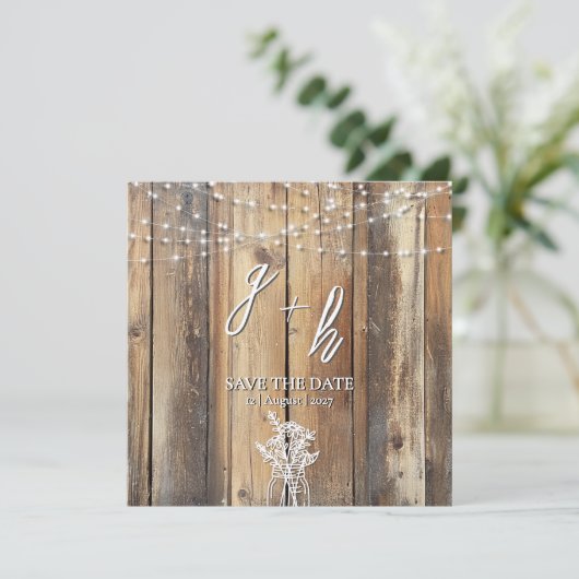 Rustikales Holz String Lights Mason Jar Speichern (Stehend Vorderseite)