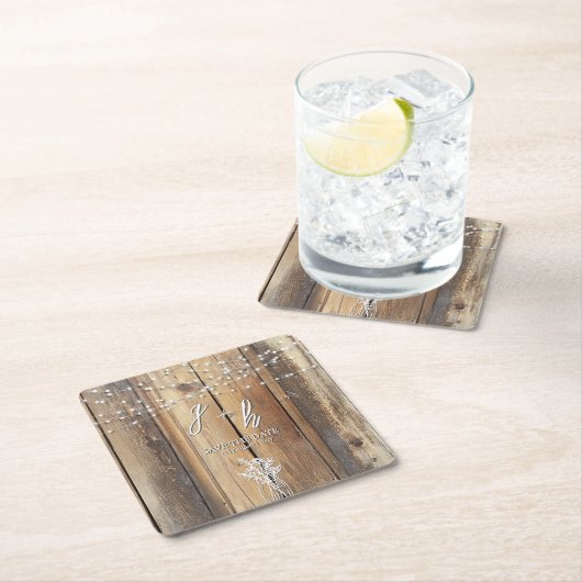 Rustikales Holz String Lights Mason Jar Speichern Rechteckiger Pappuntersetzer (Vor Ort)