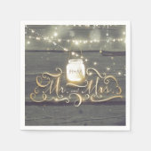 Rustikales Holz String Lights Mason Jar Wedding Serviette (Vorderseite)