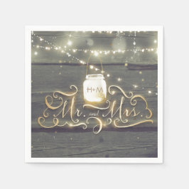 Rustikales Holz String Lights Mason Jar Wedding Serviette