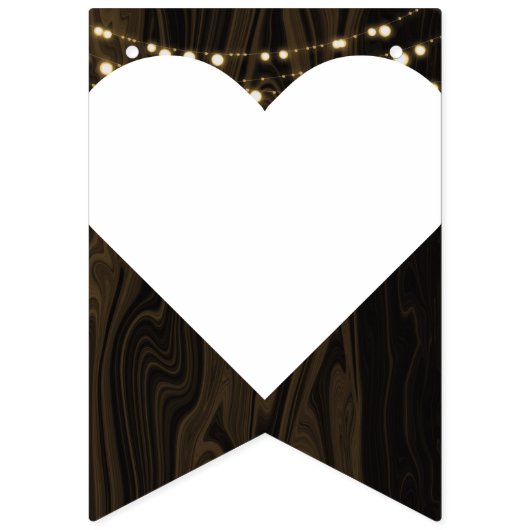 Rustikales Holz String Lights Mr. Wedding Wimpelkette (Erste Fahne)