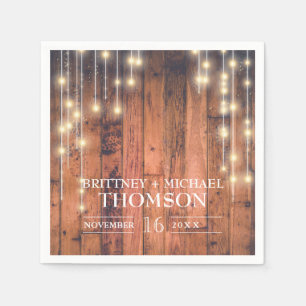 Rustikales Holz-String-Lights Napkins Serviette