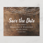 Rustikales Holz String Lights Pinselschrift Weddin (Vorderseite)