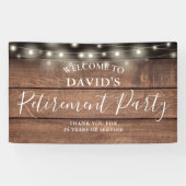 Rustikales Holz String Lights Retirement Party Banner (Horizontal)