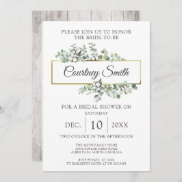 Rustikales Holz Südliches BaumwollbolzenBrautparty Einladung