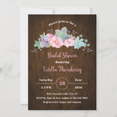 Rustikales Holz Sukkulente Brautdusche Einladung (Vorderseite)