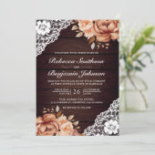 Rustikales Holz Terracotta Blumenstrauß QR Code Ho Einladung (Stehend Vorderseite)