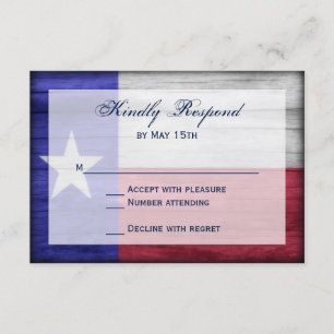 Rustikales Holz Texas Flag Hochzeitskarten RSVP