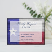 Rustikales Holz Texas Flag Hochzeitskarten RSVP Karte (Stehend Vorderseite)