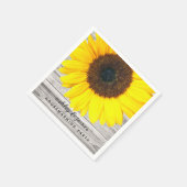 Rustikales Holz Textur Sonnenblumen Party Papier Serviette (Ecke)