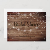 Rustikales Holz Textur Stars Brautparty Einladungspostkarte (Vorne/Hinten)