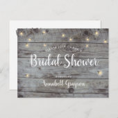 Rustikales Holz Texturfliesen Brautparty Einladungspostkarte (Vorne/Hinten)