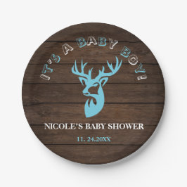 Rustikales Holz Thema Blue Deer Baby Boy Dusche Pappteller
