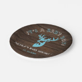 Rustikales Holz Thema Blue Deer Baby Boy Dusche Pappteller (Schrägansicht)
