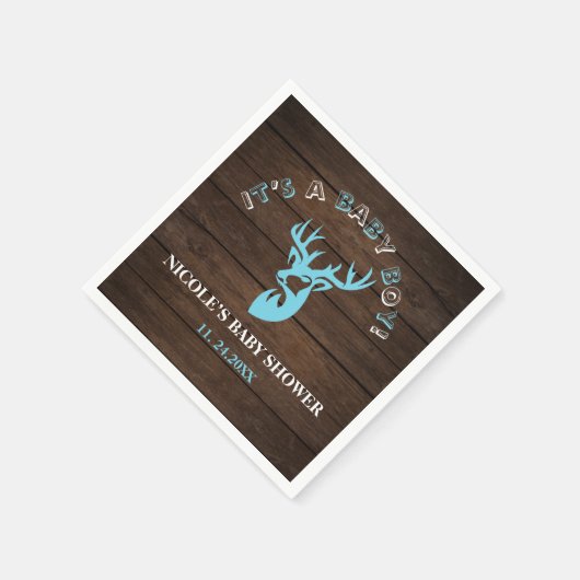 Rustikales Holz Thema Blue Deer Baby Boy Dusche Serviette (Ecke)