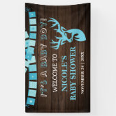 Rustikales Holz Thema Hirsch Baby Boy Dusche Hinte Banner (Vertikal)