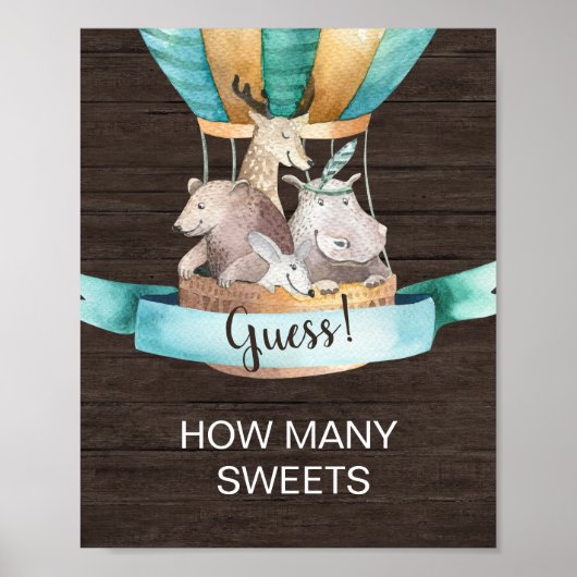 Rustikales Holz | Tiere Wie viele Süßigkeiten spie Poster (Vorne)