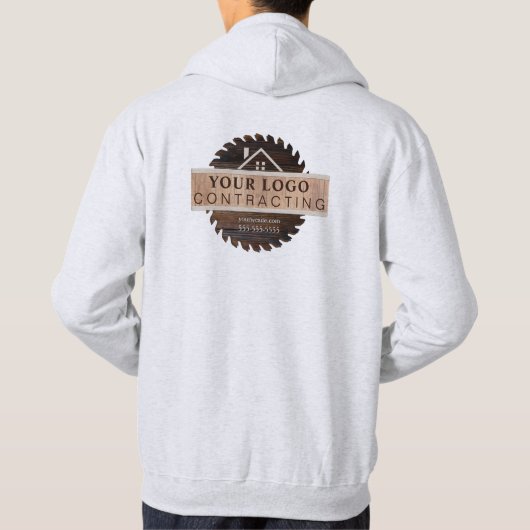 Rustikales Holz-Ton-Logo-Logo-Umrandung über Hoodi Hoodie (Rückseite)
