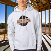 Rustikales Holz-Ton-Logo-Logo-Umrandung über Hoodi Hoodie