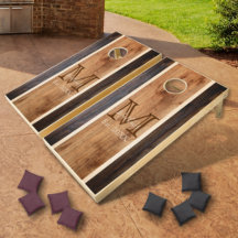 Rustikales Holz-Ton-Monogramm-Streifendesign