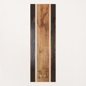 Rustikales Holz-Ton-Monogramm-Streifendesign Yogamatte (Vorderseite)
