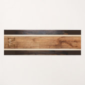 Rustikales Holz-Ton-Monogramm-Streifendesign Yogamatte (Vorderseite (Horizontal))