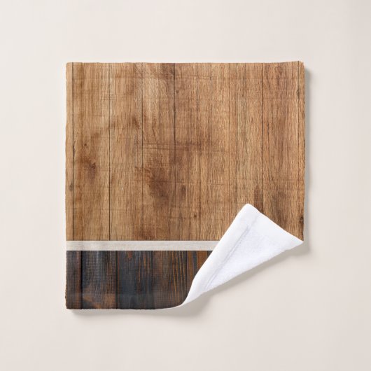 Rustikales Holz Tone American Flag Horizontal Badhandtuch Set (Waschlappen)