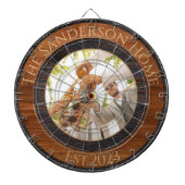 Rustikales Holz Tone Familienname Foto Dart Board Dartscheibe (vorne)
