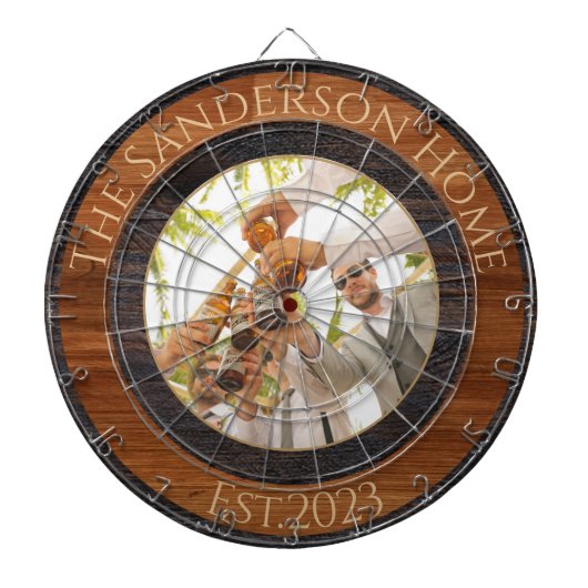 Rustikales Holz Tone Familienname Foto Dart Board Dartscheibe (vorne)