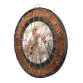 Rustikales Holz Tone Familienname Foto Dart Board Dartscheibe (Vorderseite rechts)