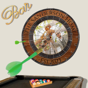 Rustikales Holz Tone Familienname Foto Dartscheibe