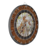 Rustikales Holz Tone Familienname Foto Dartscheibe (Vorderseite Links)