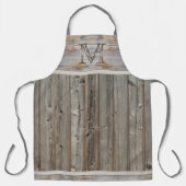 Rustikales Holz Tone Grau Classic Monogramm Schürz Schürze (Vorderseite)