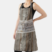 Rustikales Holz Tone Gray Monogram Horizontal Schürze (InSitu)