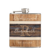 Rustikales Holz Tone Hochzeit Bridesmaid Flachmann (Vorderseite)