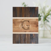 Rustikales Holz Tone Hochzeitsflat Danke Karte (Stehend Vorderseite)